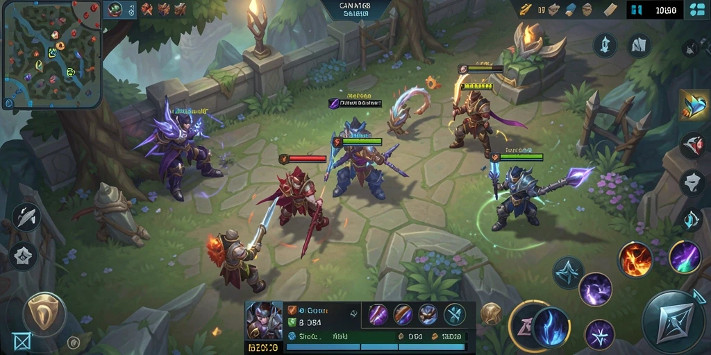 Screenshot gameplay CANVA168 memperlihatkan aksi pertempuran yang mendebarkan di arena.
