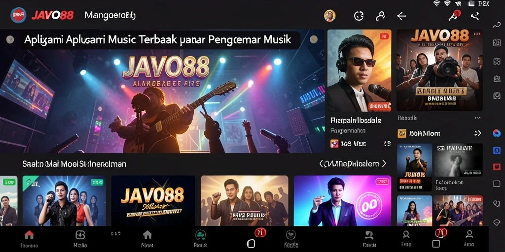 Screenshot JAVO88 menampilkan antarmuka aplikasi yang ramah pengguna dengan berbagai pilihan lagu.