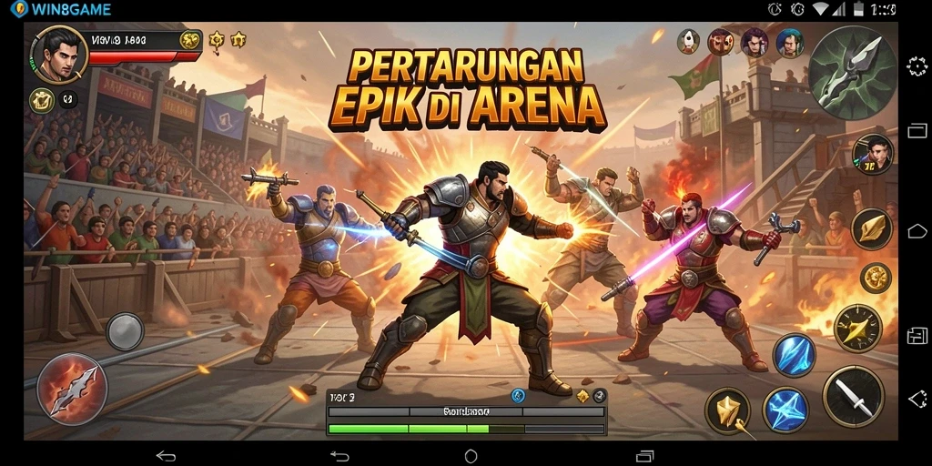 Tangkapan layar gameplay <strong>WIN8GAME</strong> menampilkan aksi pertarungan yang dinamis dan grafis yang menawan.