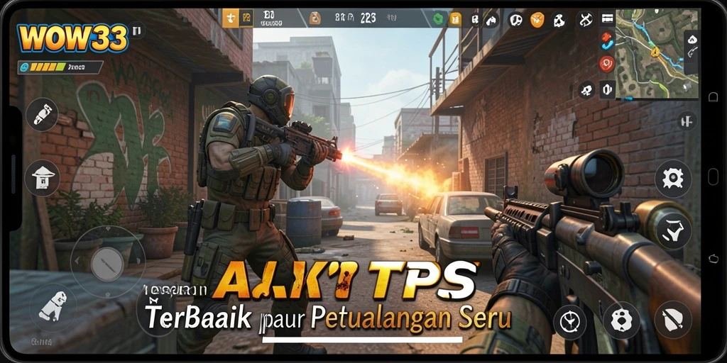 Tampilan gameplay WOW33 dengan aksi tembak-menembak seru.